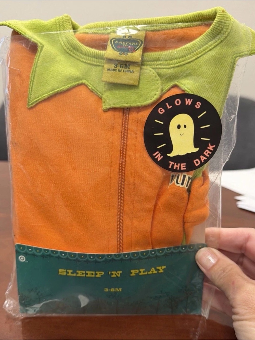 Glow-in-the-Dark Orange & Green Baby Pajamas - 3-6M Pumpkin